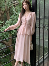 Bxoxo Women's Elegant Fairy Casual Korean Style Dresses New V-Neck Lace-up Long Lantern Sleeve Ruffles Midi Dress 2025 Holiday Vestido